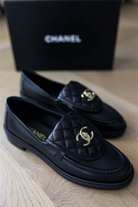 chanel black leather loafers|authentic chanel loafers.